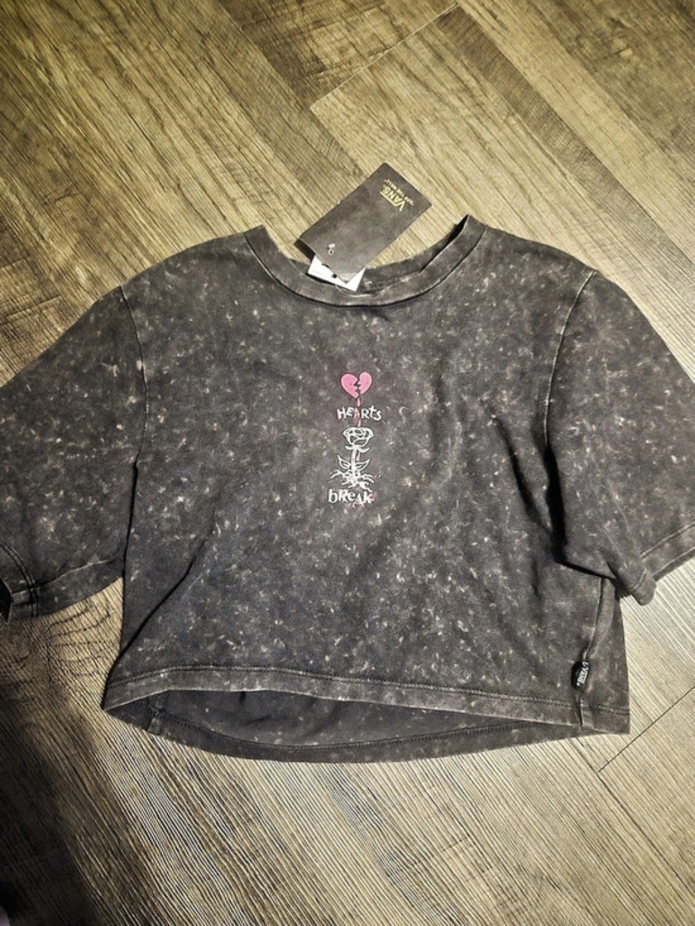 Vans Hearts Break Boxy Tee Black Cotton Boxy Tee Size XS NWT